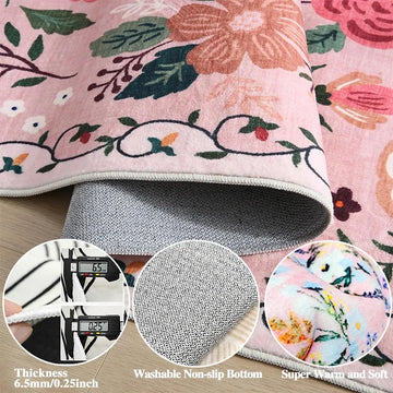 Bedroom Long Carpet Bedside Floor Mat Soft Machine Washable Rug Flower Pastoral Style Home Decoration Rugs Alfombra Dormitorio